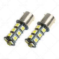 2x 12V BA15D LED 18 SMD Cool  White Light Globes 5050 For Caravan Car