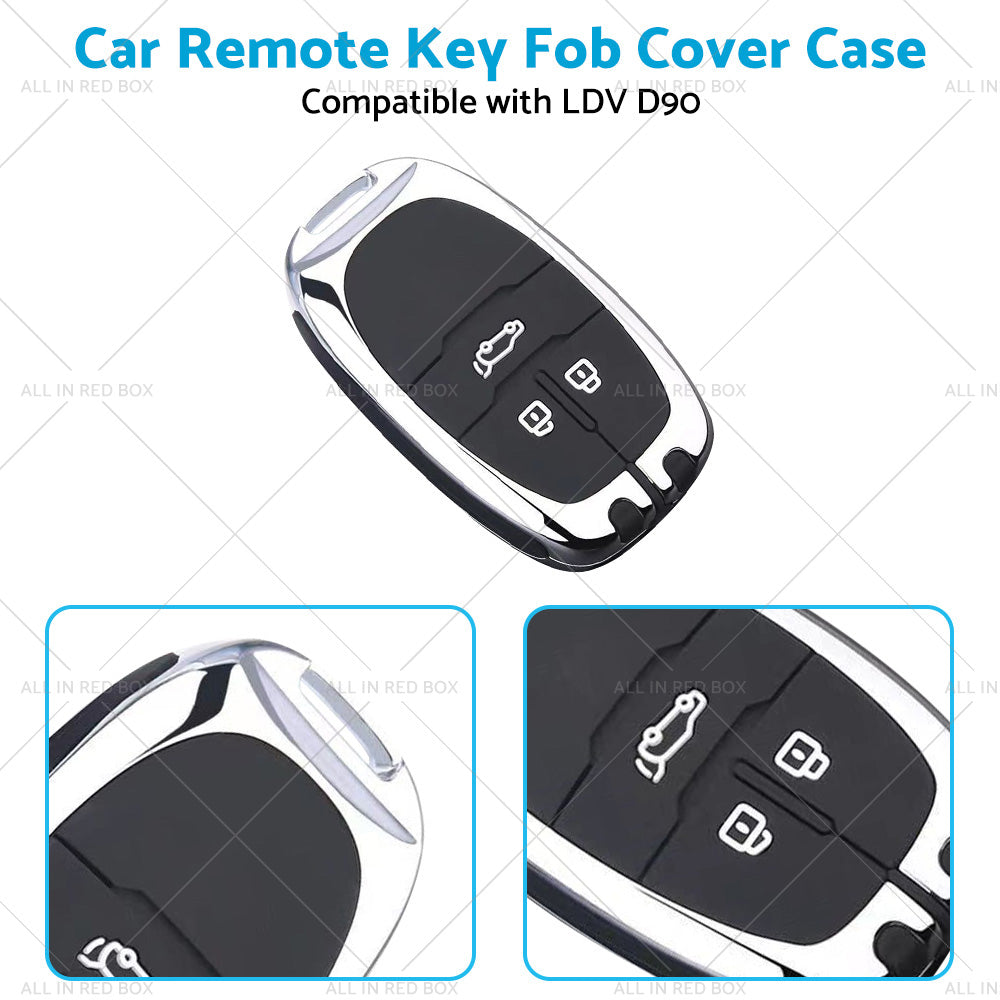 Zinc Alloy Remote Key Fob Case Cover Shell Suitable For LDV D90 3buttons Silver