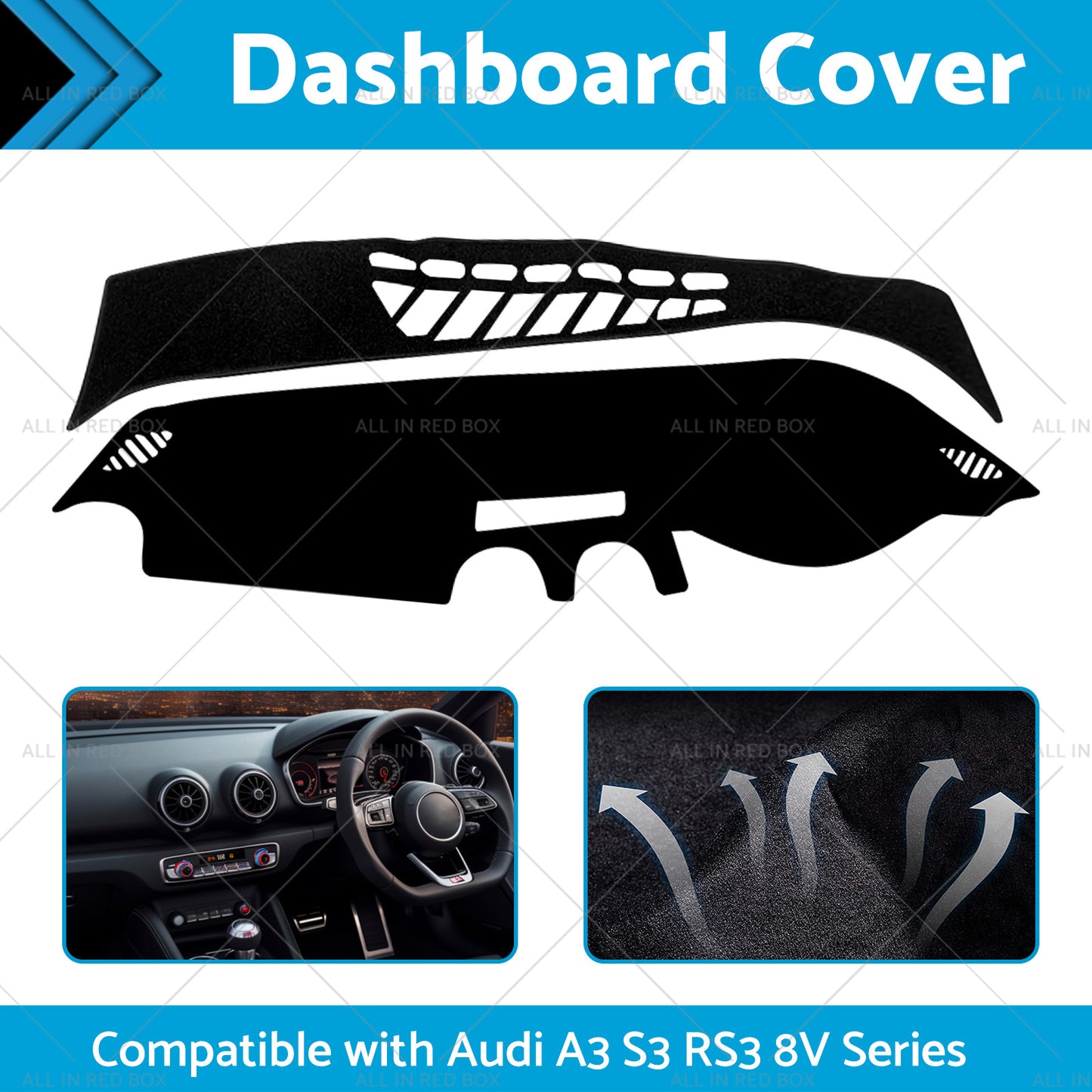 Dash Mat Non-Slip Suitablefor Audi A3 S3 RS3 8V Series 2013-2018 Dashboard Cover