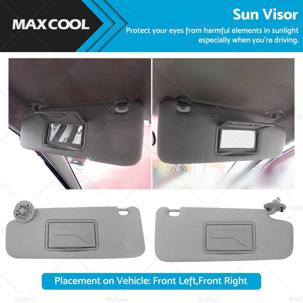 Pair Sun Visor Left Right Suitable For Holden Barina TM 2011-2018 Grey