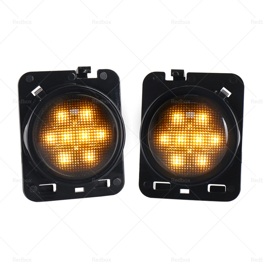 2PCS Front LED Side Marker Light Smoke Suitable For 2007-18 Jeep Wrangler JK