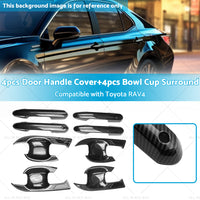 Carbon Fiber Door Handle Cover  Surrounds For Toyota RAV4 Hybrid Edge 2019-2023