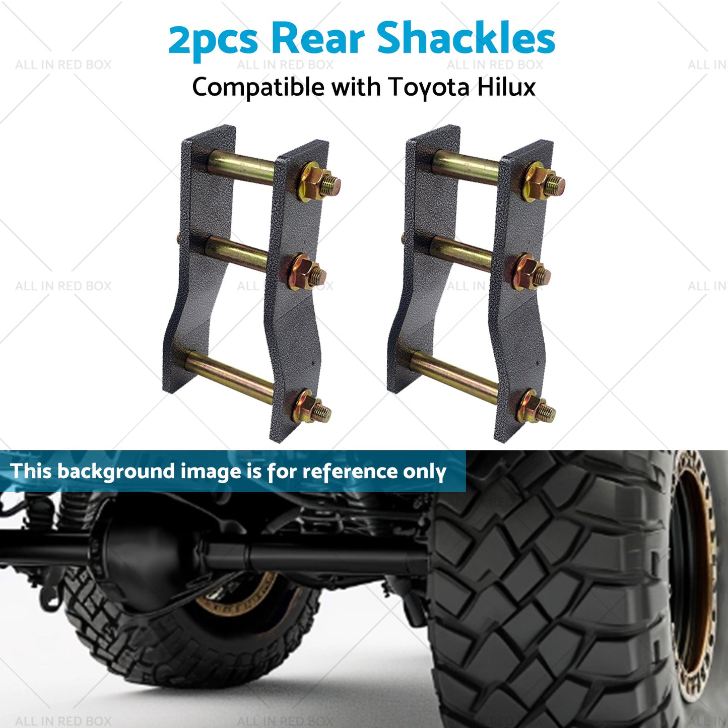 2x Rear Extended Greasable Shackles 2 inch  50mm Lift Suitable For Toyota Hilux KUN26