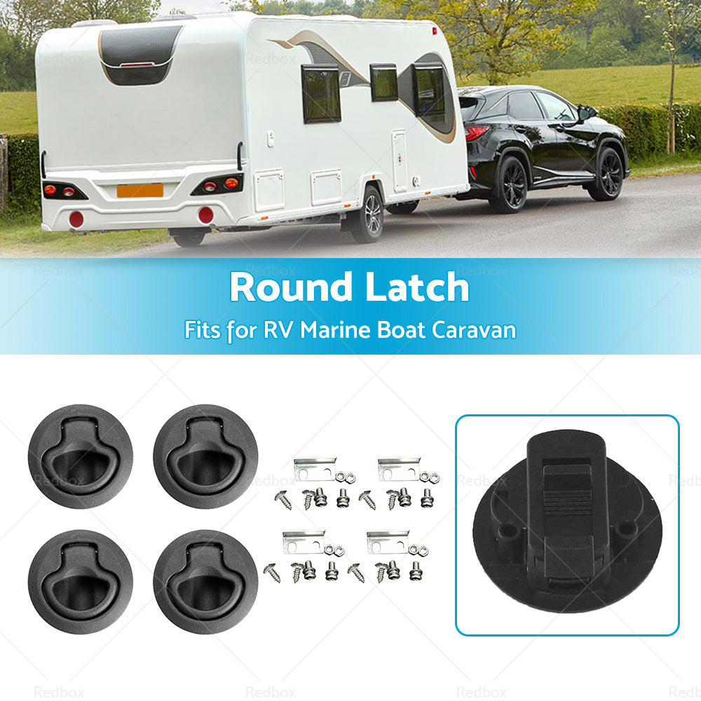 4x Round Flush Pull Slam Hatch Latch Door Lock Deck For RV Marine Boat Caravan