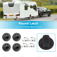 4x Round Flush Pull Slam Hatch Latch Door Lock Deck For RV Marine Boat Caravan