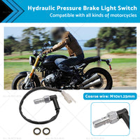 Universal Motorcycle Hydraulic Pressure Brake Light Switch M10x1. 25 Banjo Bolt