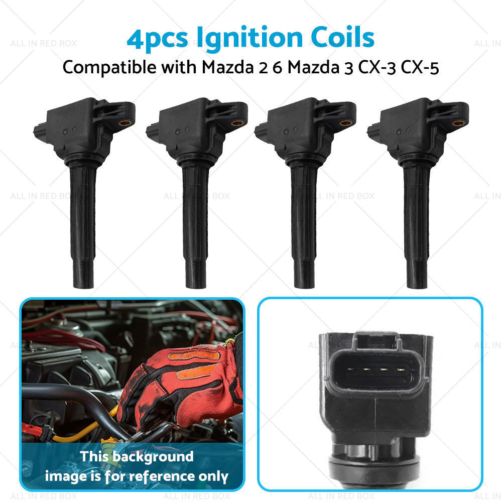 4x Ignition Coil Suitable for Mazda 2 6 Mazda 3 SP20 SP25 CX-3 CX-5 CX-9