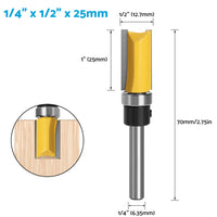 4pcs 1 4 Shank Top Bearing Flush Trim Pattern Router Bit Set Milling Cutter Kit