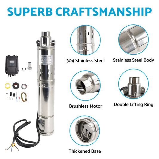 Solar Bore Pump 72V 1.2KW MPPT Deep Well Submersible Screw Pump 180M AU 3in 72V 1.2KW