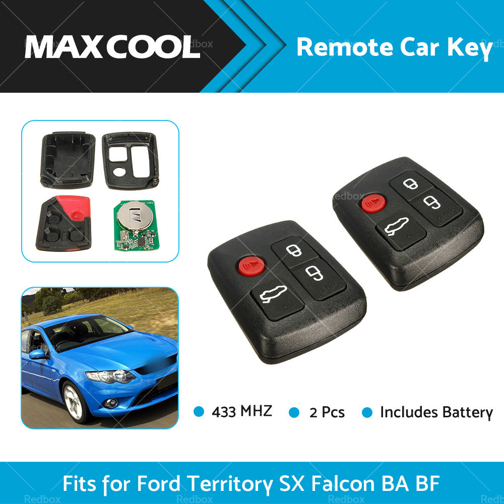 2PCS 4 Buttons 433MHz Remote Car Key For Ford Territory SX XR6 XR8 Falcon BA BF