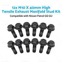 M10 X 40mm 12x High Tensile Exhaust Manifold Stud Kit Suitable for TD42 GQ GU