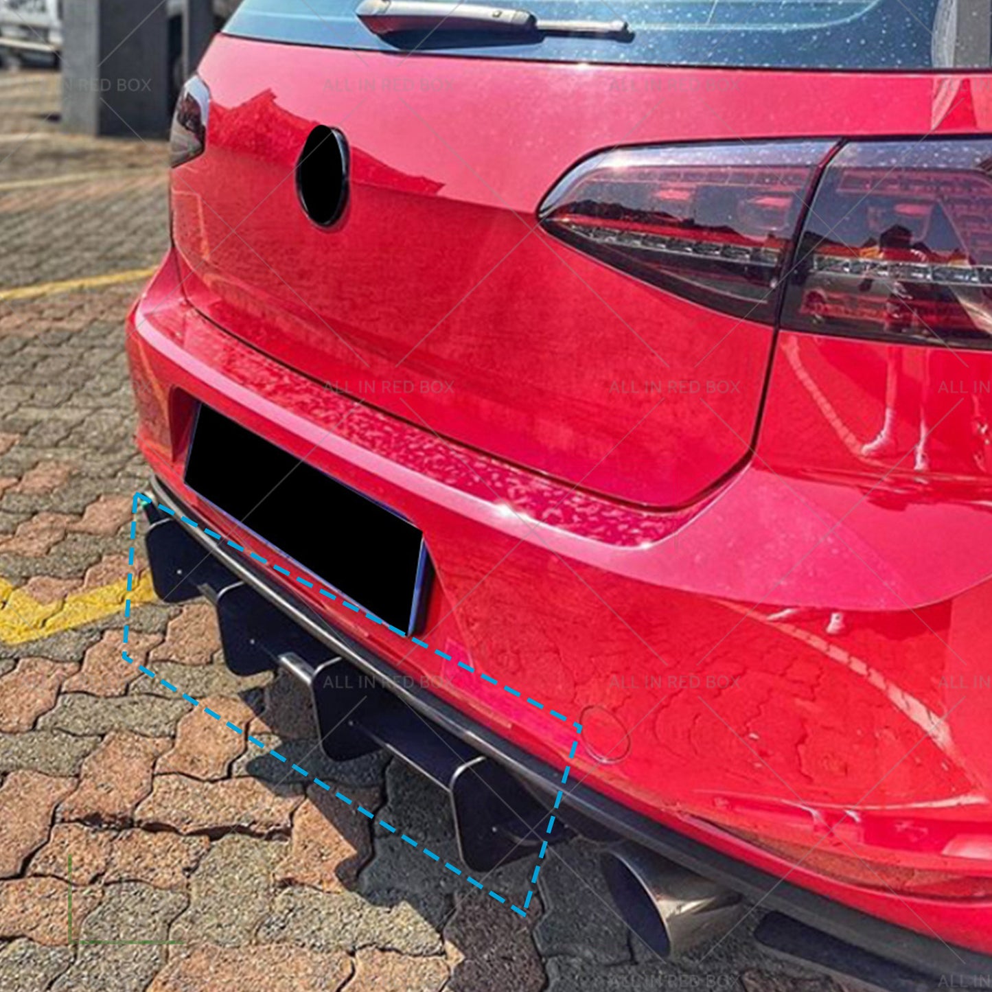 4 Fins Rear Bumper Diffuser Lip Spoiler Suitable For Volkswagen VW Golf MK7 GTI