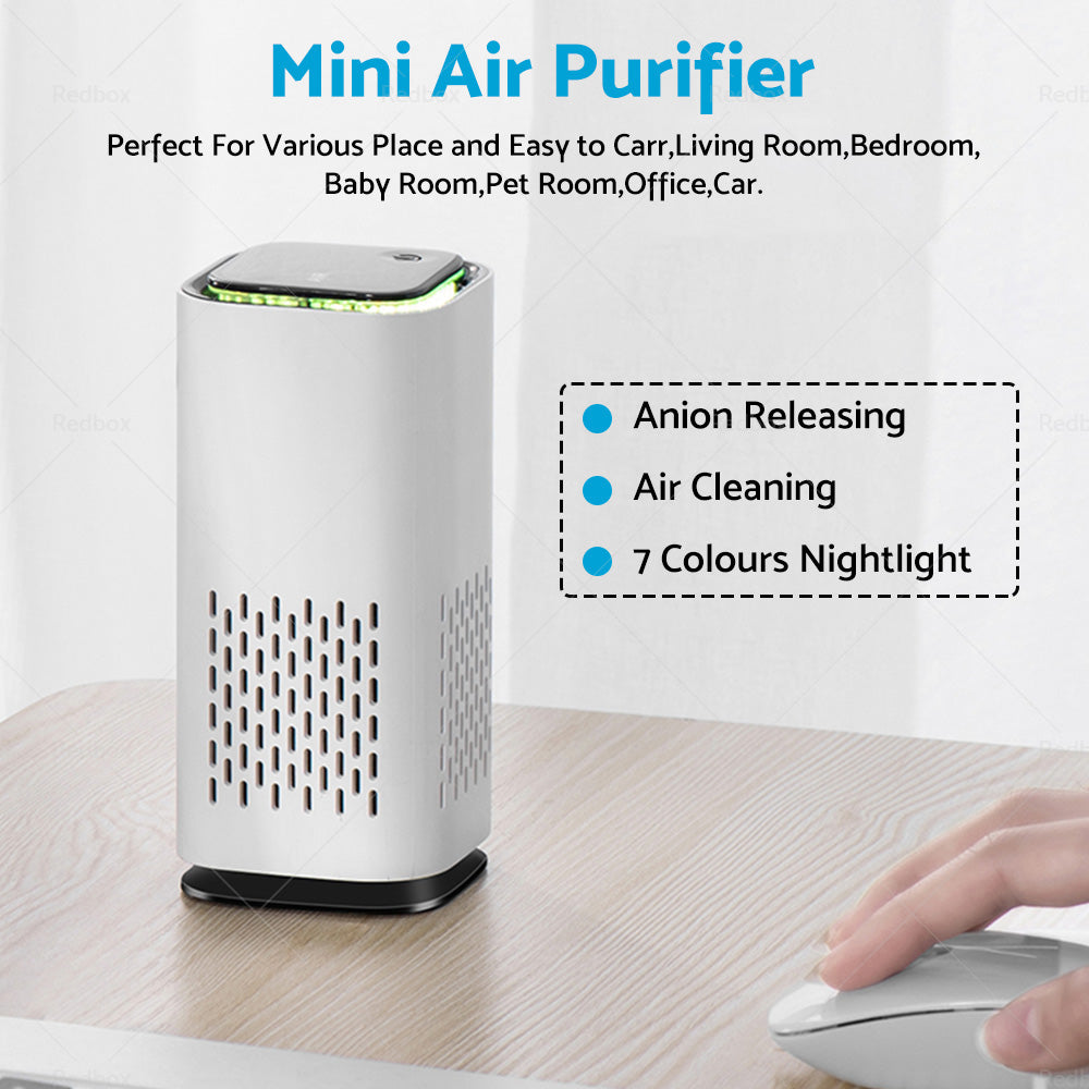 USB Car Air Purifier HEPA Ionizer Portable Mini Car Room Air Cleaner Freshener