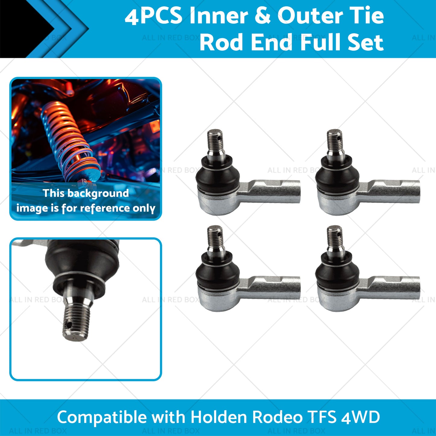 4PCS Inner  and  Outer Tie Rod End Full Set Suitable for Holden Rodeo TFS 4WD 89-03