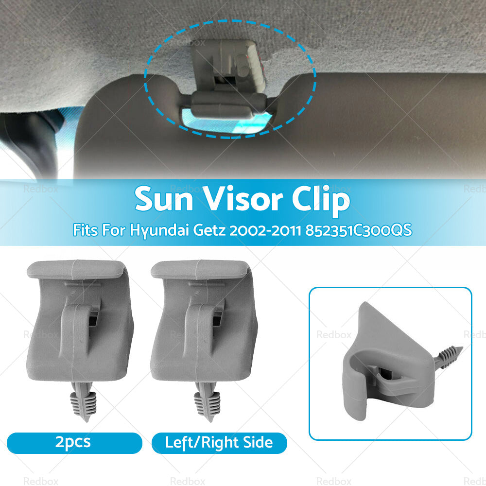 2x Sun Visor Clip Left or Right Side For Hyundai Getz 2002-2011 Grey 852351C300QS