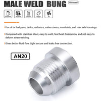 AN20 Male Aluminium weld on JIC bung fitting  JXSS032-AN20