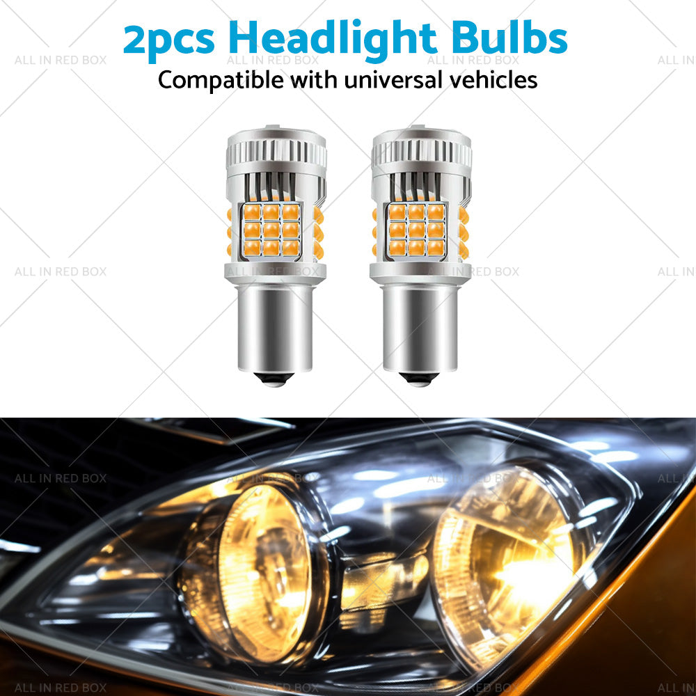 2PCS BA15S 1156 P21W LED Turn Signal Indicator Bulb Globe Amber No Hyper Flash