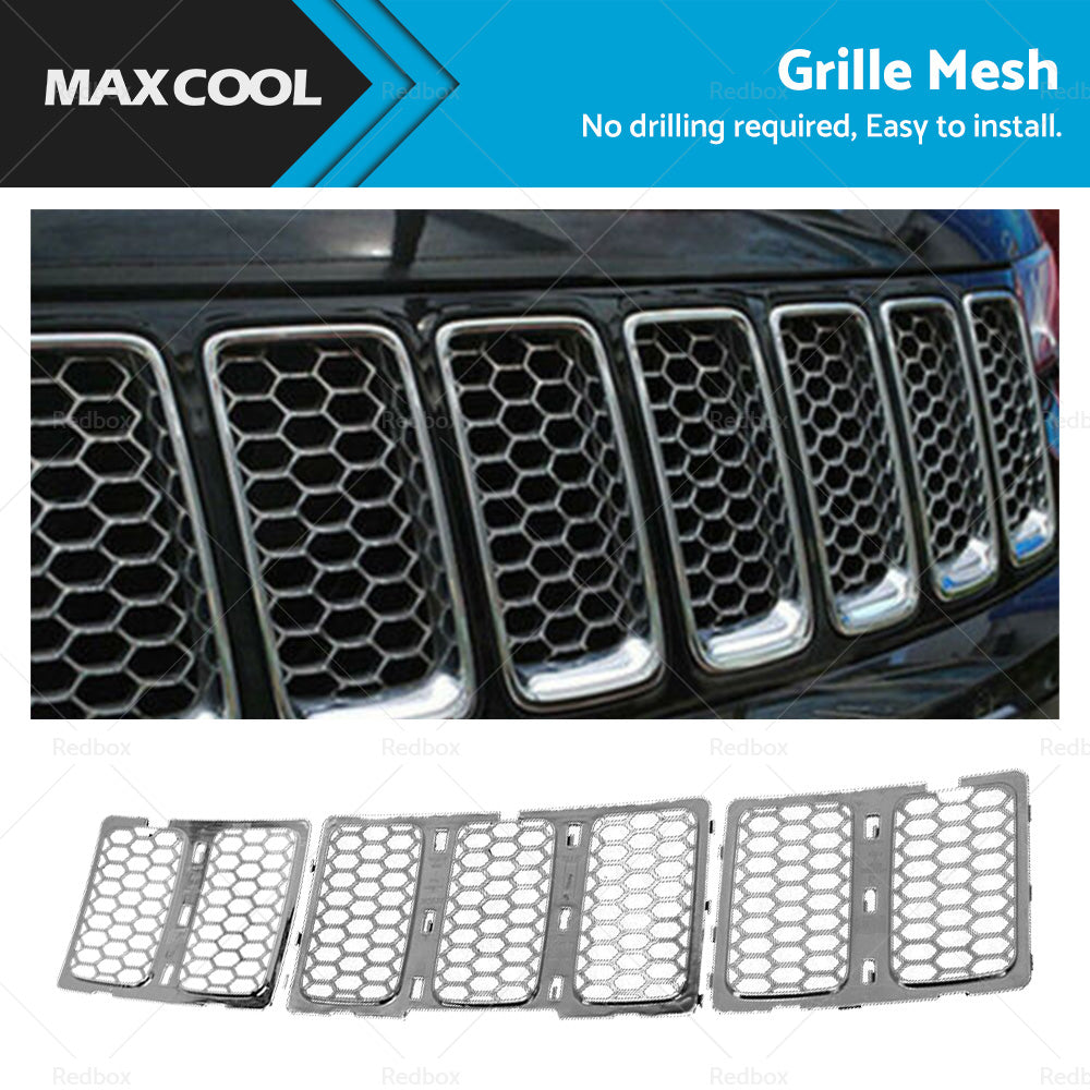 Front Grill Mesh Grille Insert Cover Kit Suitable For Jeep Grand Cherokee 14-16