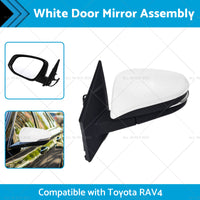 Left Side White Door Mirror Suitable for Toyota RAV4 2013 - 2018 5-wire