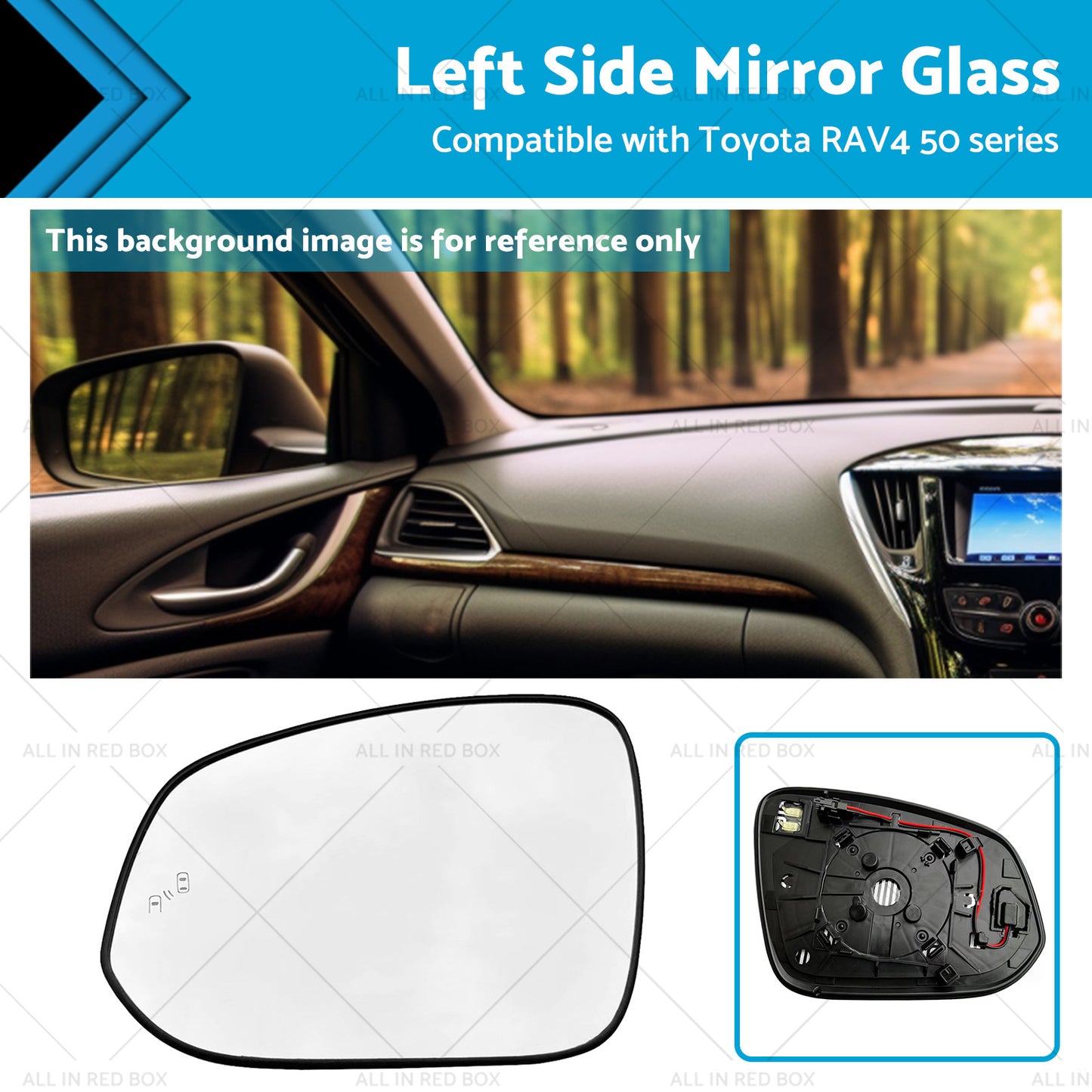 Left Passenger Side Mirror Glass Suitable for Toyota RAV4 2016-2018