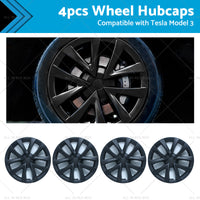 4PCS Matt Black Wheel Cover Hub Caps Rim Hubcap Suitable for Tesla Model 3