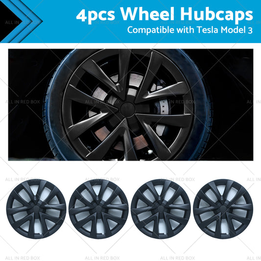 4PCS Matt Black Wheel Cover Hub Caps Rim Hubcap Suitable for Tesla Model 3