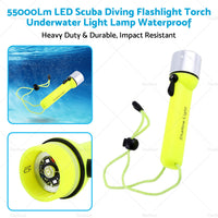 55000Lm LED Scuba Diving Flashlight Torch Underwater Light Lamp Waterproof