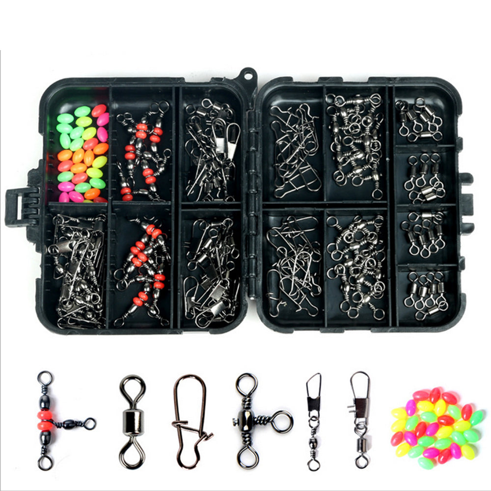 177Pcs Pro Fishing Accessories Kit w or  Tackle Box For Outdoor Swivels Hook Beads