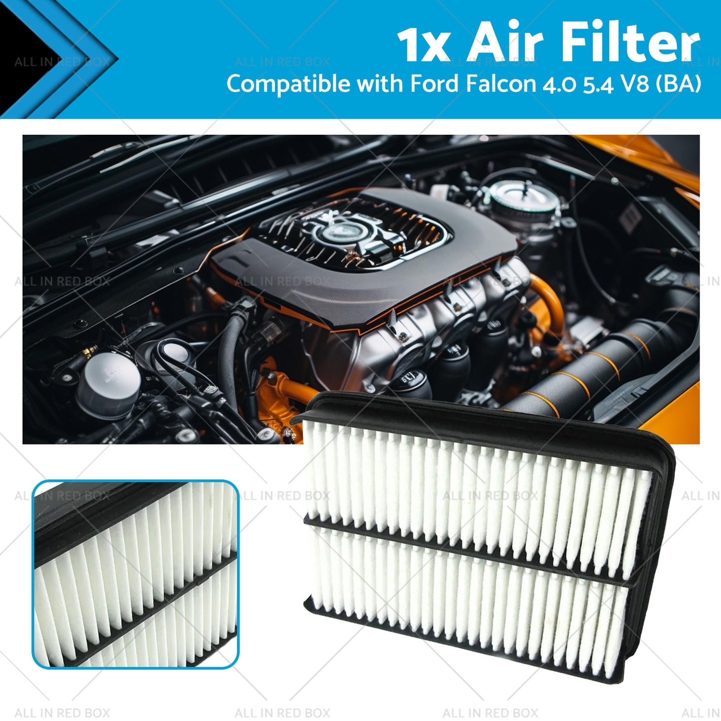 Air Filter A1575 Suitable for Ford Falcon 4. 0 LPG 5. 4 V8  BA  5. 4 XR8  BF  XR6