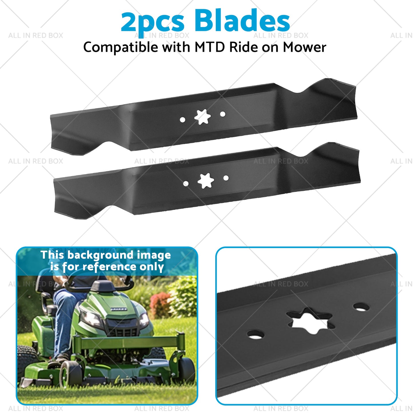 2x Blades Suitable for 38inch MTD Ride on Mowers 6 Point Centre Hole 742-0654