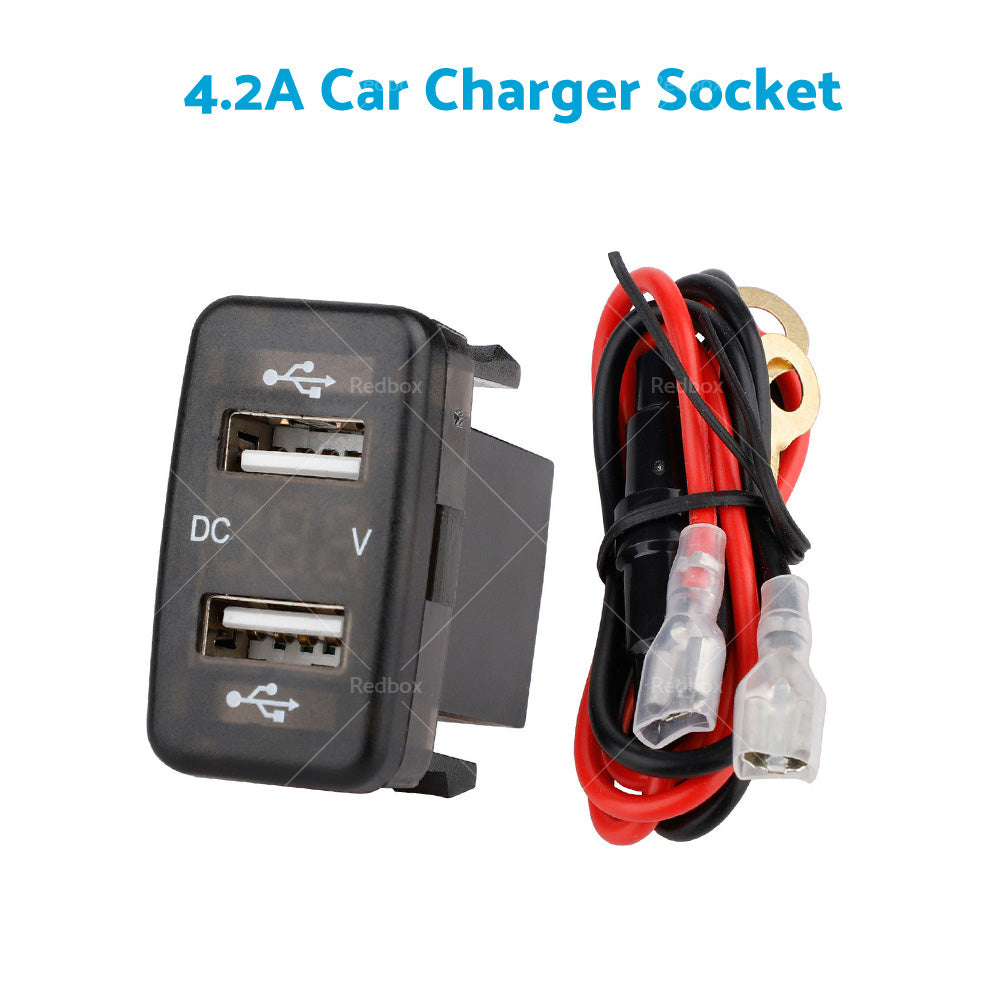 4. 2A Car Charger Socket Voltmeter Suitable For Toyota Hilux Prado Land Cruiser