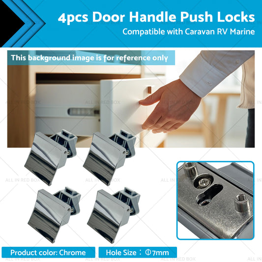 4x Door Handle Push Locks Suitable for Caravan RV Marine Cupboard Latch Knob