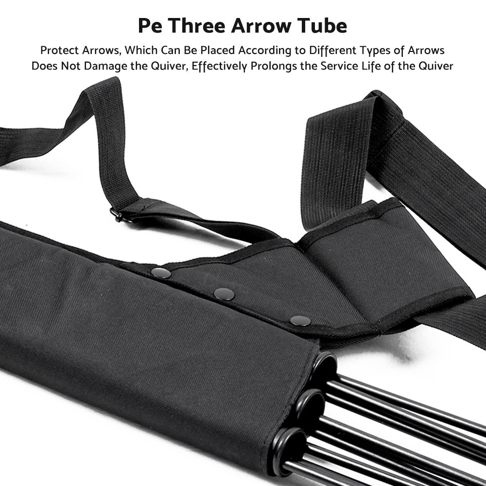 Archery Arrow Quiver Holder 3 Tube Back Waist Shoulder Strap Bag Pouch Hunting