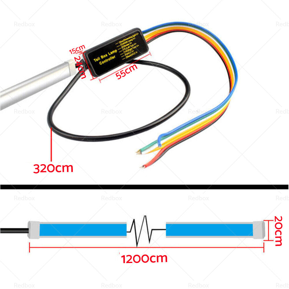 Truck Tailgate LED Strip Bar Reverse Brake Turn Signal Tail Light Waterproof