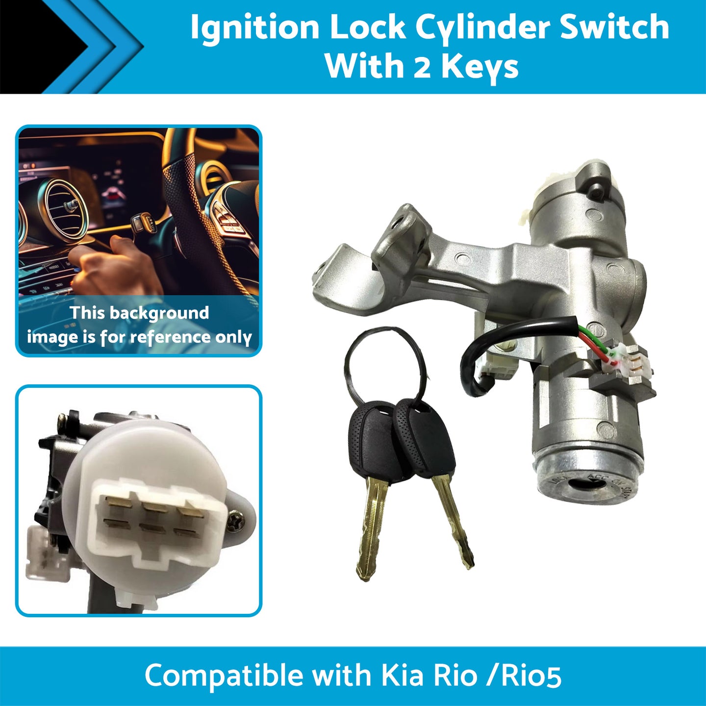 {{ Suitable For Kia Rio 06-09 Ignition Lock Cylinder Switch With 2 Keys 819001GB00 }} - Buy Car Parts Online at {{ Kaka Auto Parts }}.