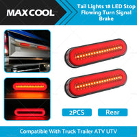 2X Tail Lights 18 LED Stop Flowing Turn Signal Brake Rear Truck Trailer ATV UTV