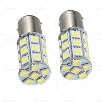 2x 12V BA15D LED White 27 SMD 5050 For Caravan Car Auto Indicator Signal Light