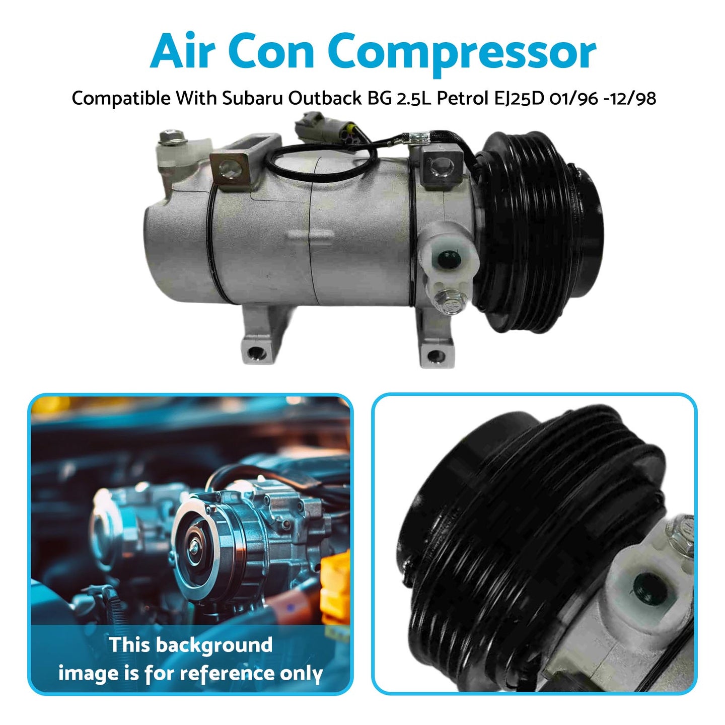 {{ Air Con Compressor Suitable For Subaru Outback BG 2.5L Petrol EJ25D 01/96 -12/98 }} - Buy Car Parts Online at {{ Kaka Auto Parts }}.