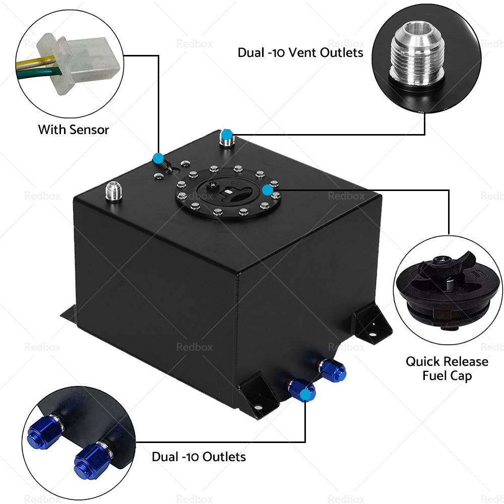 20 Gallon   80 Litre Black Aluminum Fuel Cell w Sending Unit