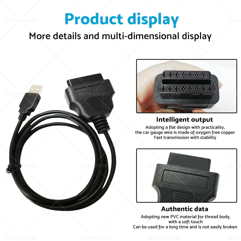 16 Pin OBD2 To USB Port Charger Adapter Cable Connector Diagnostic Tool