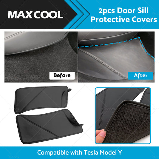 2PCS PU Rear Door Sill Protector Cover Pad Suitable for Tesla Model Y 2020-2022