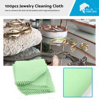 100PCS Silver Polishing Cloths Jewelry Cleaning Cloth Clean Polish Coin Ring 8x8