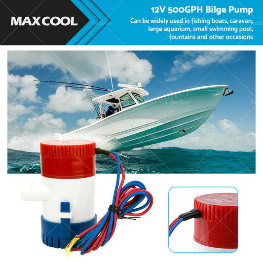 500GPH 12V Caravan Camping Marine Submersible Bilge Water Pump Fishing Boat