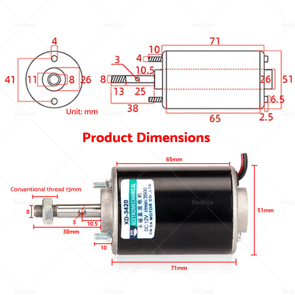 12V 30W Permanent Magnet DC Electric Motor High Speed CW CCW Generator