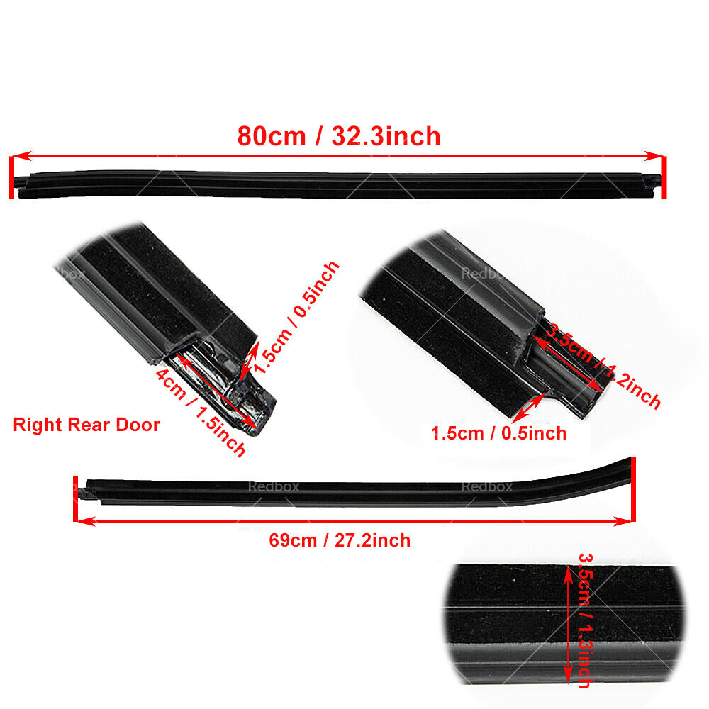 4x Window Moulding Trim Weather Strip Suitable For HILUX SR5 Double Cab 05-15