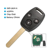 3 Buttons Remote Car Key 433Mhz ID48 Fits For Honda CR-V Accord G8D-382H-A