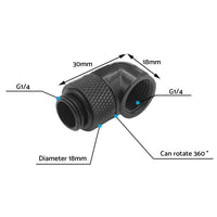 2PCS Black Green Water Cooling G1 4 Thread 90 Angle Rotary Elbow Adapter Fitting