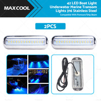 Pair 42LED Boat Light Stainless Steel Underwater Pontoon For Marine Boat Transom