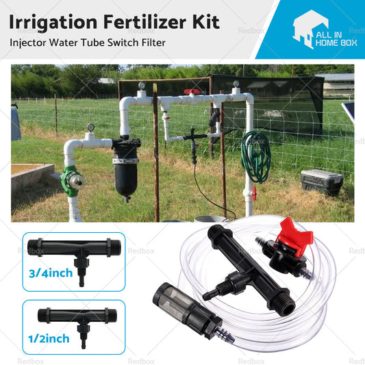 1/2" 3/4" Irrigation Venturi Fertilizer Kit Injector Water Tube Switch Filter