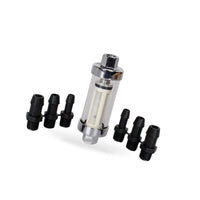 1xChrome Glass Inline Fuel Filter Reusable Washable 1/4" 5/16" 3/8" Universal - BD1